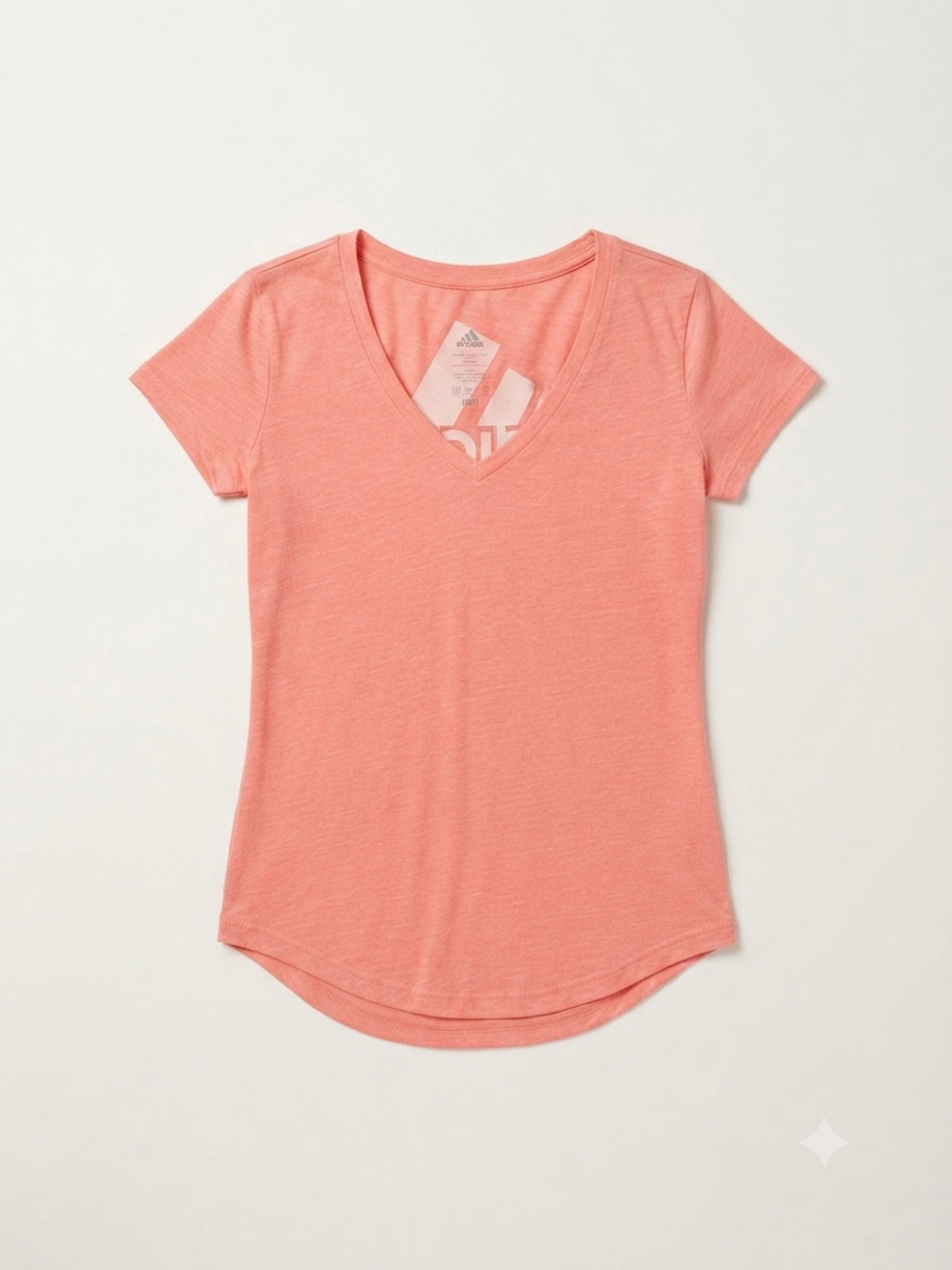 Adidas heathered coral v-neck short sleeve t-shirt with inverted logo